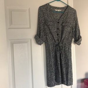 Black white and blue patterned dress